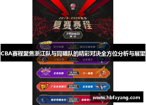 CBA赛程聚焦浙江队与同曦队的精彩对决全方位分析与展望
